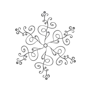 Noel vintage kaligrafik kar tanesi. Retro tarzda Xmas dekoratif tasarım elemanı, kış vektör illüstrasyon