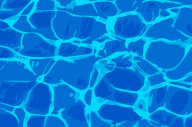 Su vektör arka plan, dalgalanma ve dalgalar ile akış. Yaz mavisi yüzme havuzu deseni. Deniz, okyanus yüzeyi. Tepeüstü görünüm