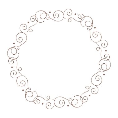 Metin için yer ile Yuvarlak vintage kaligrafik vektör düğün çerçevesi çelenk. Tasarım için izole gelişme öğesi. Tatil, Şükran Günü, Sevgililer Günü, tebrik kartı için mükemmel