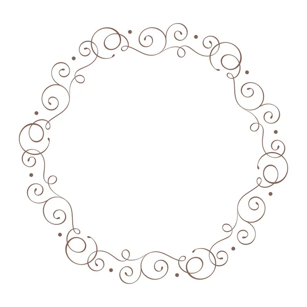 Couronne de cadre de mariage vectoriel calligraphique vintage ronde avec place pour le texte. Élément de floraison isolé pour la conception. Parfait pour les vacances, Thanksgiving, Saint Valentin, carte de voeux — Image vectorielle