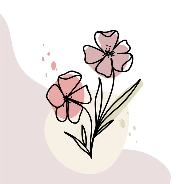 Συνεχής γραμμή χειρός σχέδιο δύο λουλούδια. Καλλιγραφική ιδέα του λογότυπου ομορφιά. Μονολίνη ελατήριο floral στοιχείο σχεδιασμού σε ελάχιστο στυλ. Η αγάπη του Αγίου Βαλεντίνου — Διανυσματικό Αρχείο
