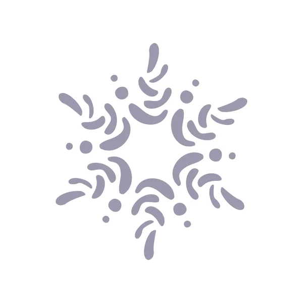 Hand drawn blue Christmas vintage scandinavian snowflake. Xmas decorative design element in retro style, isolated winter vector illustration — Stock Vector