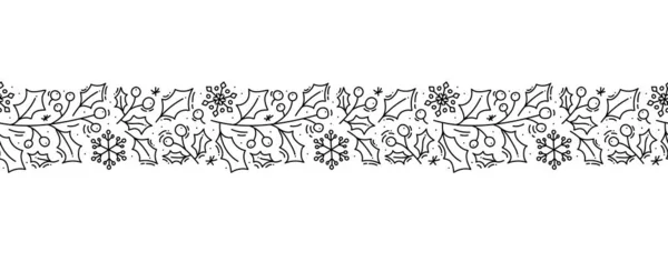 Διάνυσμα Χριστούγεννα monoline scandinavian απρόσκοπτη μοτίβο στολίδι νέο έτος έλατο και φύλλα. Χειμώνας doodle Χριστούγεννα φόντο για τα παιδιά διακοπές κλωστοϋφαντουργίας, ταπετσαρία — Διανυσματικό Αρχείο