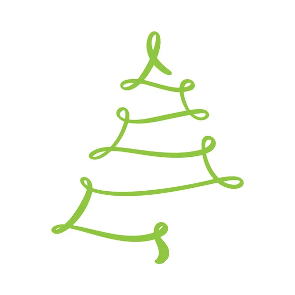 Векторный стилизованный зеленый логотип елки. Новогодний элемент оформления поздравительной открытки, баннера, плаката — стоковый вектор