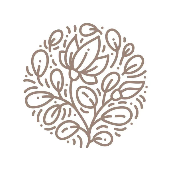 Projeto da flor do logotipo do vetor. Floral redondo elemento Vintage. Emblema spa de beleza de luxo, produto ecológico orgânico, crachá natural para cosméticos —  Vetores de Stock