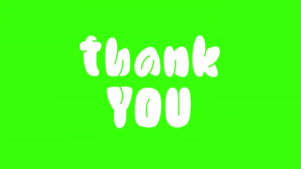Винтажный симпатичный анимационный текст "Спасибо" на зеленом фоне. Full HD-видео с хромированной клавишей — стоковое видео