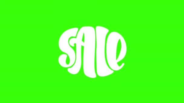 White animation wriggle κείμενο Πώληση σε πράσινο φόντο. Χειροποίητη πινακίδα για Black Friday ή καταστήματα πωλήσεων. Γραφικό υλικό κίνησης Full HD με χρωματικό κλειδί — Αρχείο Βίντεο