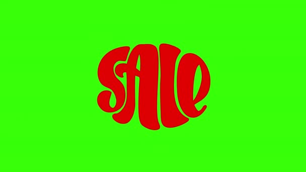 Animação vermelha wriggle texto Venda em fundo verde. Sinal desenhado à mão para venda na Black Friday ou lojas. Filmagem gráfica de movimento Full HD com chave chroma — Vídeo de Stock