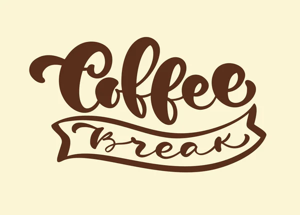 手绘书法字母表《咖啡碎肉》复古风格的浸渍法，隔离在褐色背景下。以咖啡为主题的矢量短语是为餐馆、咖啡馆菜单或横幅手工写的 — 图库矢量图片