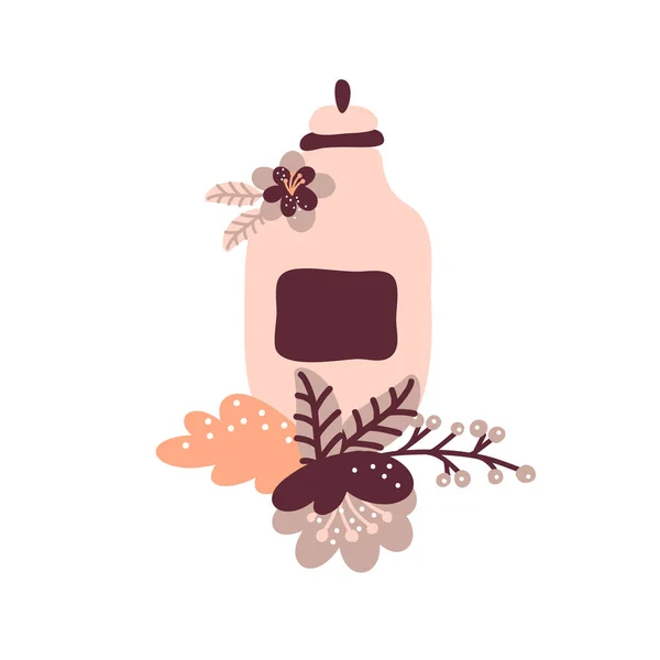 Vector floral jam jar ilustração para blog de comida. Elemento de design bonito desenhado à mão. Para restaurante, menu de café ou banner, cartaz — Vetor de Stock