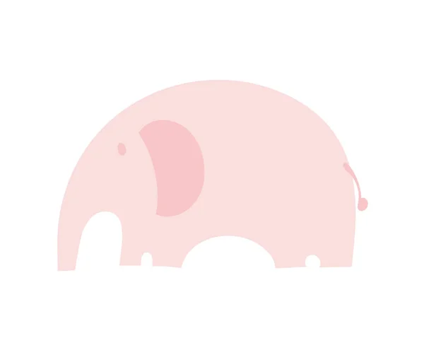 흰 등에 고립된 귀여운 분홍 벡터 코끼리. 스칸디나비아의 단순 한 스타일이다. 아기 그림. 어린이 보육기 포스터, 책 디자인 요소 — 스톡 벡터