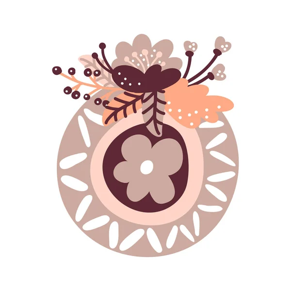 Vector κουζίνα πιάτο εικονογράφηση με floral μπουκέτο για το blog τροφίμων. Χέρι που χαριτωμένο στοιχείο σχεδιασμού. Για εστιατόριο, cafe menu ή banner, αφίσα — Διανυσματικό Αρχείο