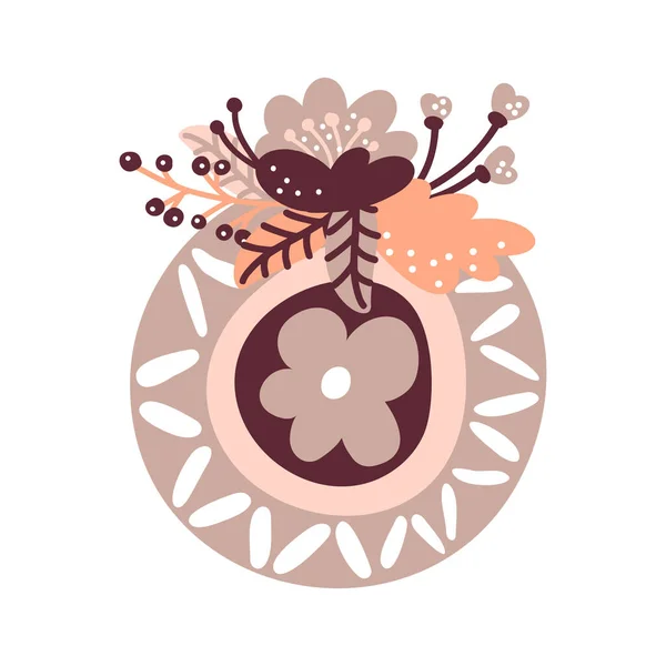 Ilustración de placa de cocina vectorial con ramo floral para blog de alimentos. Elemento de diseño lindo dibujado a mano. Para restaurante, menú de cafetería o pancarta, cartel — Archivo Imágenes Vectoriales