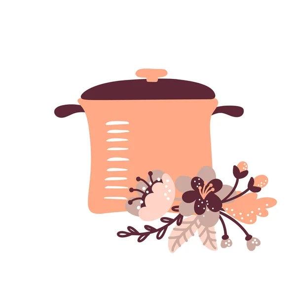 Векторна кухонна панель ілюстрація з квітковим букетом для продовольчого блогу. Рука намальована милим елементом дизайну. Для ресторану, меню кафе або банера, плакат — стоковий вектор