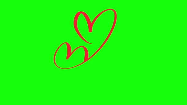 Animationskalligrafie Phrase Love You. Valentinstag handgezeichneter Schriftzug auf grünem Chromaschlüssel. Herz Urlaub Skizze Doodle Design Valentinskarte. Full-HD-Videobewegung — Stockvideo