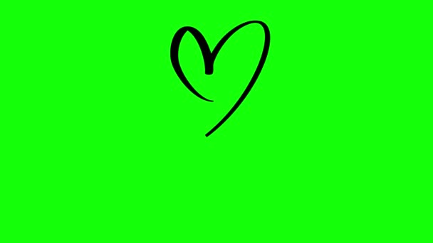 Caligrafia de animação frase Love You. Dia dos Namorados Letras desenhadas à mão na tecla chroma verde. Coração Holiday esboço doodle Design cartão de namorados. Movimento de vídeo Full HD — Vídeo de Stock