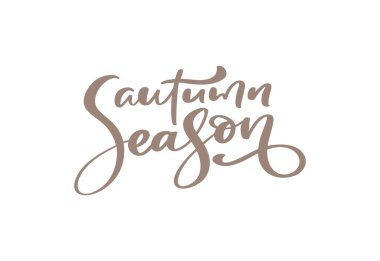 Vektör yazı kaligrafisi, sonbahar sezonu metni. El çizimi kırmızı ifade. Tebrik kartı ya da kartpostal tasarımı için resim. Beyaz arkaplanda izole edilmiş şablon metin tasarımı