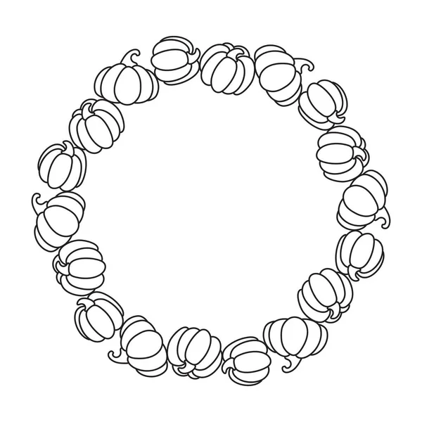 Laser-Vektor schneidet runden Rahmen mit Kürbissen für die Herbstferien Thanksgiving Day. Dekor mit Platz für Text. Template-Schneidedatei. Scherenschnitt — Stockvektor