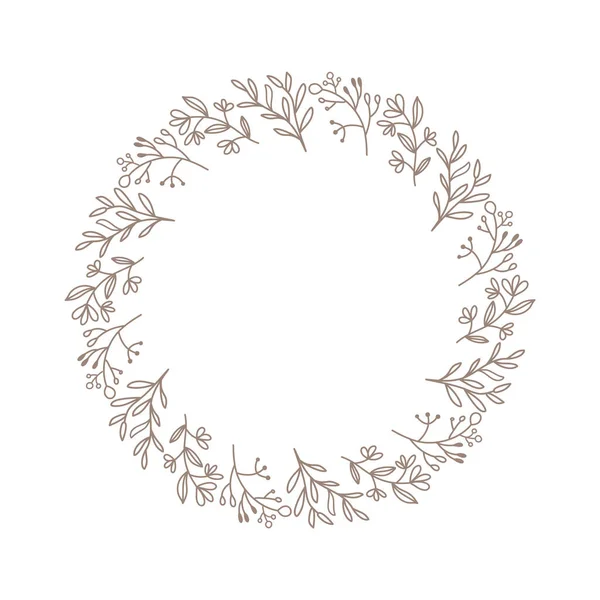 Kolo podzimní kaligrafie vektor svatební rám věnec s místem pro text. Izolovaný vzkvétající vinobraní prvek pro design. Ideální pro svátky, Den díkůvzdání, Valentýna, přání — Stockový vektor