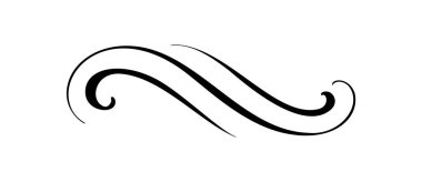 Vintage girdap vektör çizgisi ayracı gelişir. Filigran kaligrafik süsleme bukleleri. Menü için dekoratif retro tasarım ögesi, sertifika diploması, düğün davetiyesi kartı, özet metin.