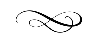 Girdap vektör süsü, çizgi stili. Klasik Filigran kaligrafik süsleme bukleleri. Menü, sertifika diploması, düğün davetiyesi, özet metin bölücüsü için dekoratif retro tasarım ögesi.