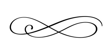 Girdap vektör süsü, çizgi stili. Klasik Filigran kaligrafik süsleme bukleleri. Menü, sertifika diploması, düğün davetiyesi, özet metin bölücüsü için dekoratif retro tasarım ögesi.