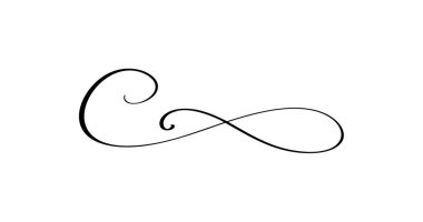 Vintage girdap vektör çizgisi ayracı gelişir. Filigran kaligrafik süsleme bukleleri. Menü için dekoratif retro tasarım ögesi, sertifika diploması, düğün davetiyesi kartı, özet metin.