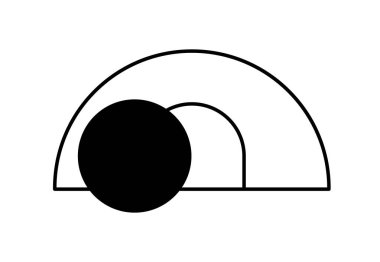 Boş taş mezar vektör simgesi yuvarlanmış kaya, Paskalya Hristiyan teolojisinde diriliş hikayesini temsil ediyor, umudu ve ruhsal yenilenmeyi simgeliyor.