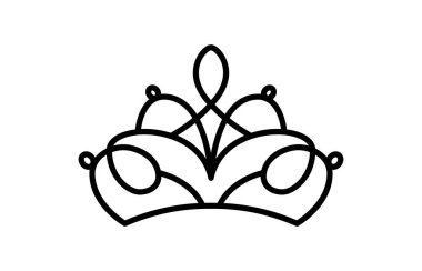 Vektör kaplama estetiği. İnce çizgi işareti. Web ve mobil uygulama logo konseptiniz için Crown Contour Symbol Illustration ana hatlarıyla izole edilmiş.