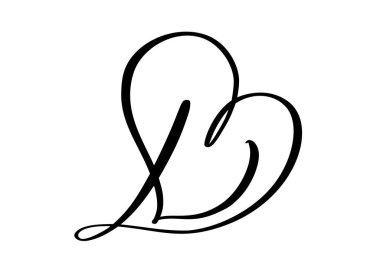 Kaligrafi el çizimi vektör aşk mektubu D. Vintage kalp monogramı. Senaryo büyük yazı tipi logosu. El yazısı fırça stili. Valentine elementi gelişiyor. Sayfa dekorasyonu tasarımı illüstrasyon, düğün kartı, davetiye.