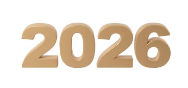 Shiny gold numbers the year 2026 set against a clear background christmas, representing hope the future and joyous occasions