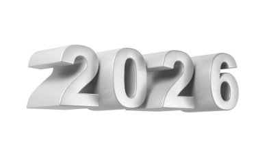 number 2026 3d in modern metallic style, symbolizing future planning and new beginnings against a transparent background