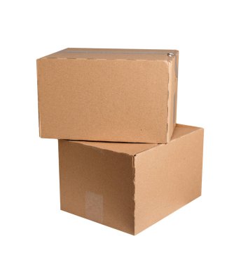 Karton kutu, teslimat ve nakliye hizmetleri için tasarlanmış, diğer grafiklerle basit bir harmanlama için açık bir arkaplan gösterdi