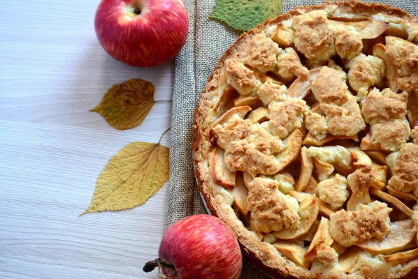 Домашний Яблочный Пирог Осенняя Еда Десерт — стоковое фото
