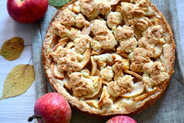 Tarta Manzana Casera Comida Otoño Postre — Foto de Stock