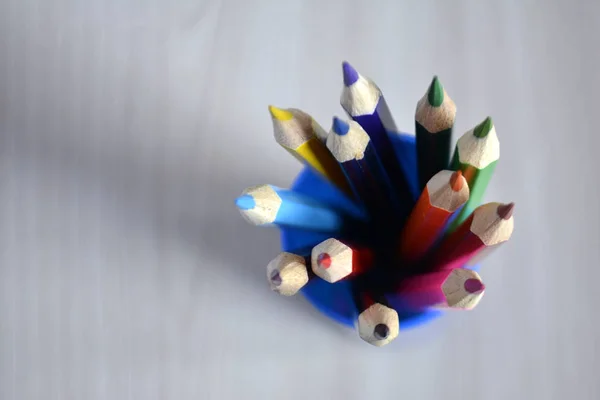 Colored Pencils Table — Stock Photo, Image