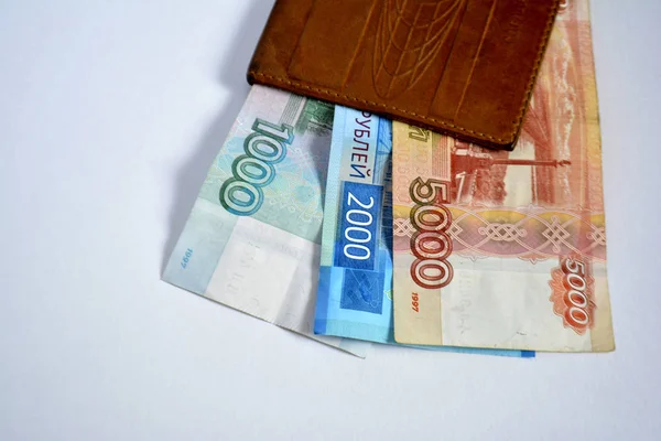 Банкноты Российского Рубля Белом Фоне — стоковое фото