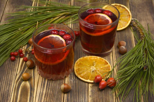 Hot Winter Autumn Cranberry Drink Christmas Drink — Stock Photo, Image