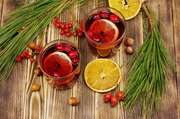 Hot Winter Autumn Cranberry Drink Christmas Drink — Stock Photo, Image