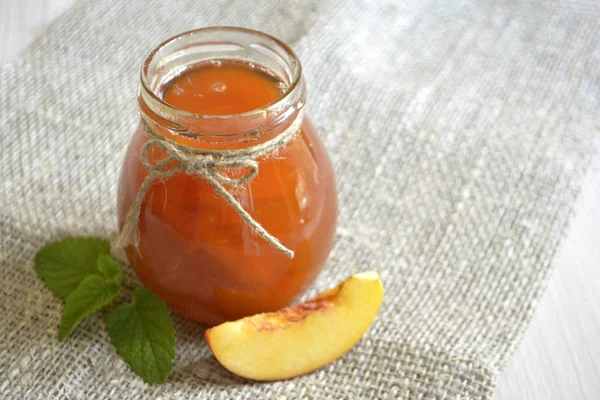 Marmellata Fatta Casa Pesche Albicocche Barattolo — Foto Stock