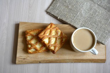 bir fincan kahve süt ve buns ile ana sayfa görünümü