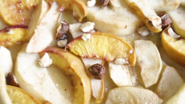 Galette Fatta Casa Con Frutta Diversa Con Pere Pesche Noci — Video Stock