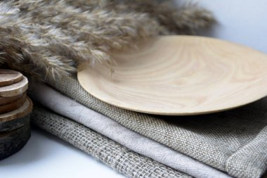 Boş masa mutfak dekor ahşap plaka kahverengi tonları