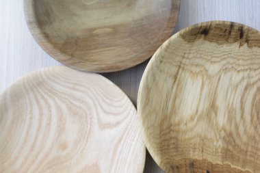 Boş masa mutfak dekor ahşap Tabaklarda kahverengi tonları