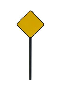 Beyaz arka plan üzerinde izole kare metin için boş sarı yol işareti şablon