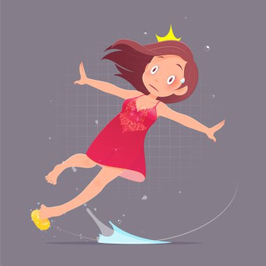 Woman slipped and fell because the soap clipart