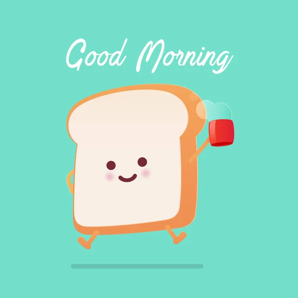 Доброе утро, приветствие в мультфильме о хлебе . — стоковый вектор