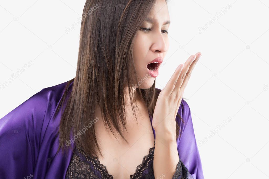 Halitosis concept of a woman with bad breath