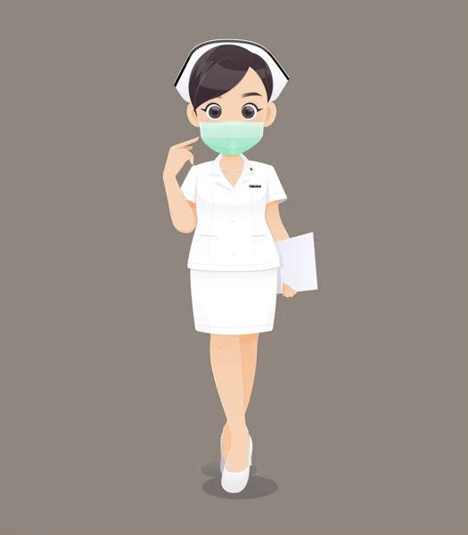 A enfermagem usa uma máscara protetora . —  Vetores de Stock