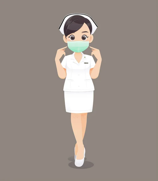 Enfermería lleva una máscara protectora — Vector de stock